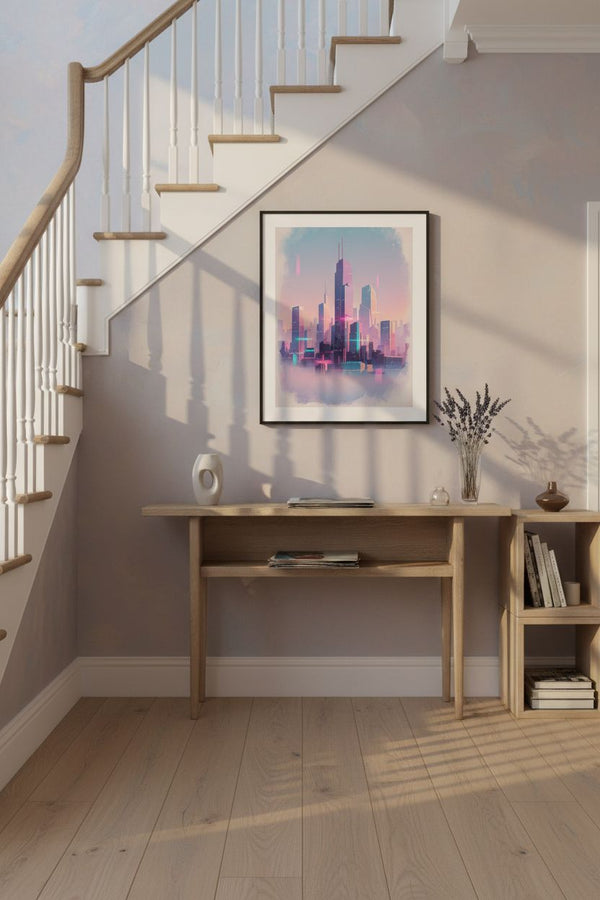 Abstract Neon Reverie wall art room scene 10