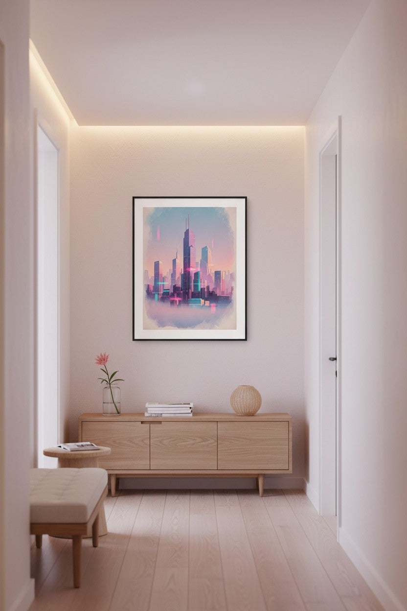 Abstract Neon Reverie wall art room scene 2