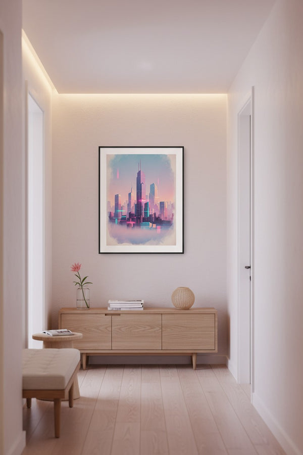 Abstract Neon Reverie wall art room scene 2
