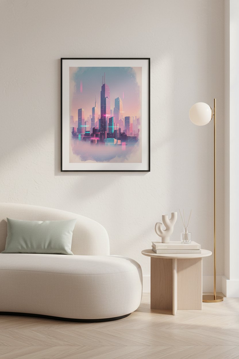 Abstract Neon Reverie wall art room scene 3