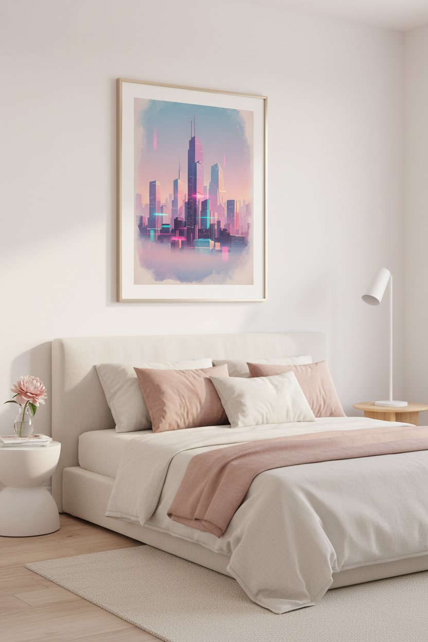 Abstract Neon Reverie wall art room scene 5