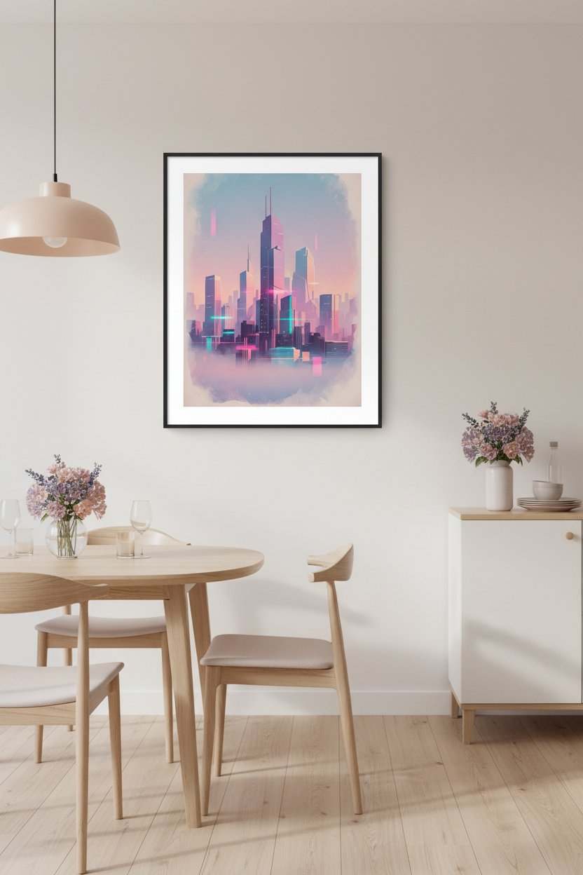 Abstract Neon Reverie wall art room scene 6