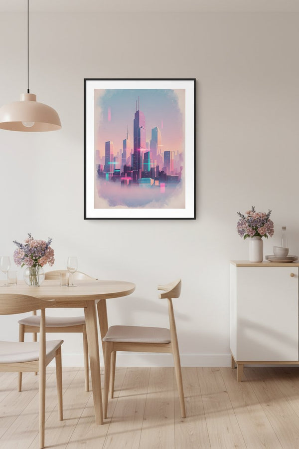 Abstract Neon Reverie wall art room scene 6