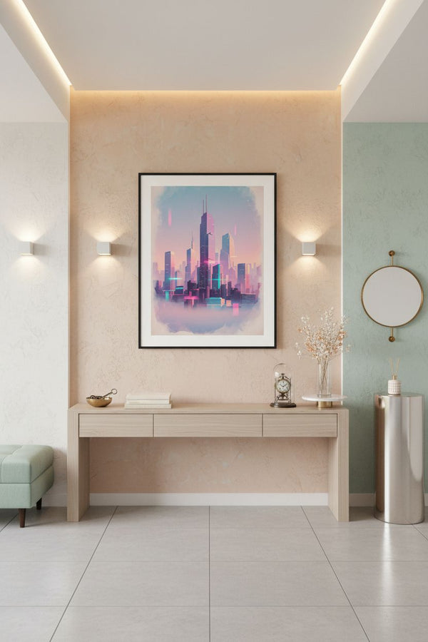 Abstract Neon Reverie wall art room scene 7