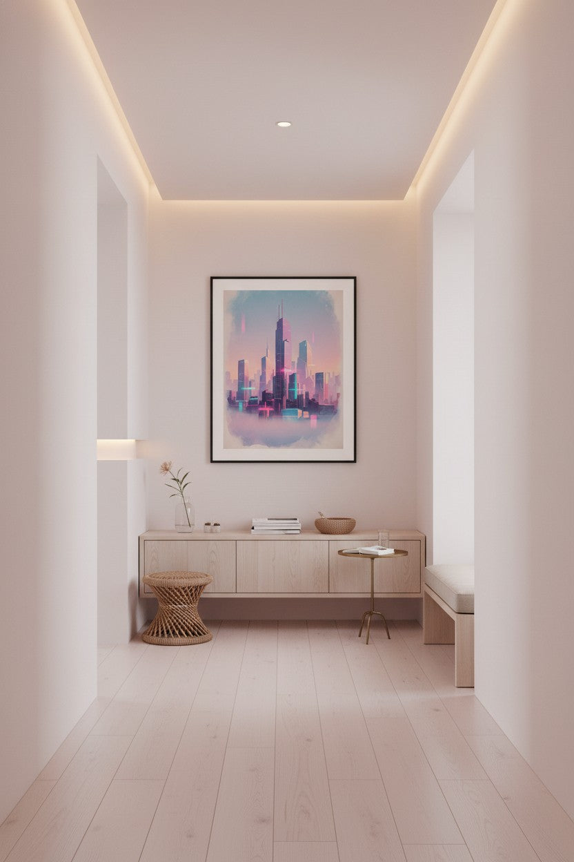 Abstract Neon Reverie wall art room scene 8