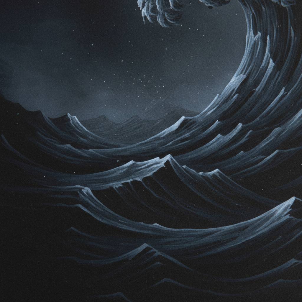Abyssal Calm: Dark Tsunami Fine Art Print detail close up 11