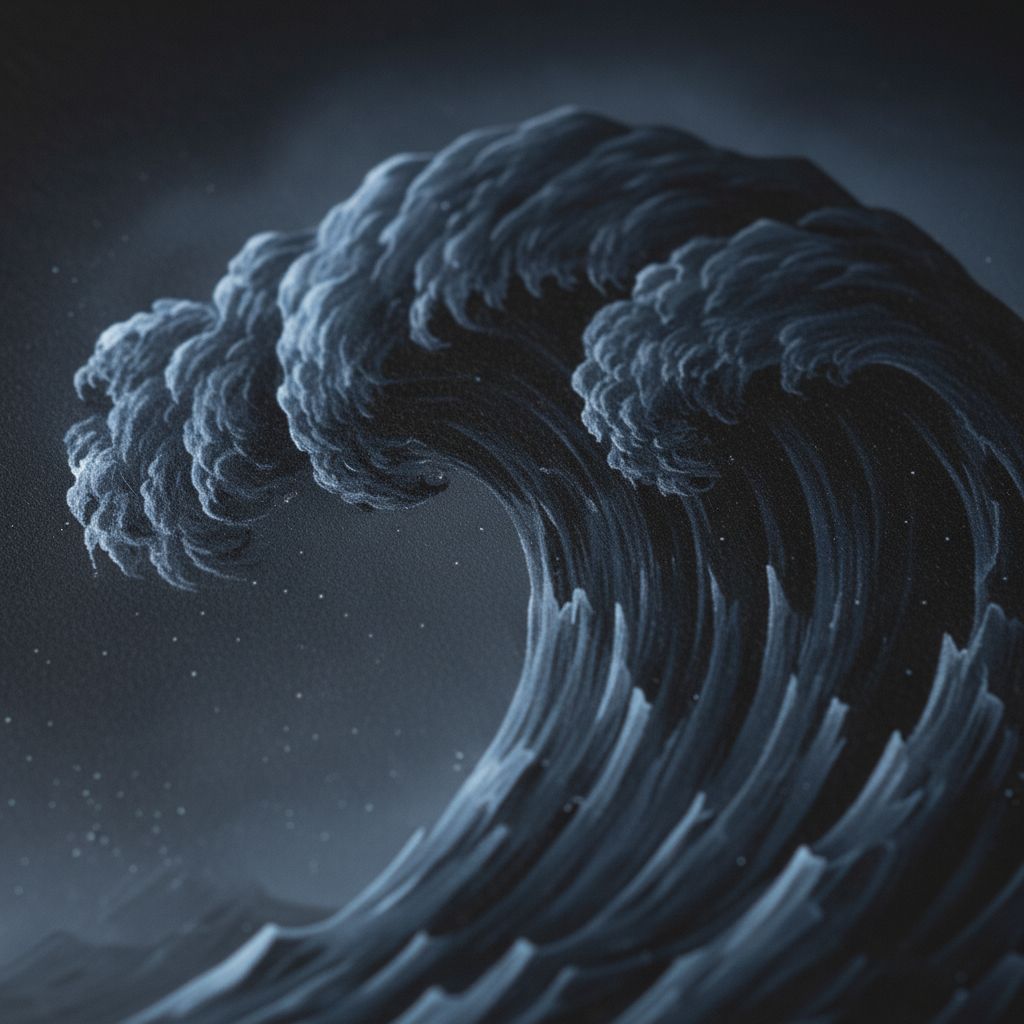 Abyssal Calm: Dark Tsunami Fine Art Print detail close up 12