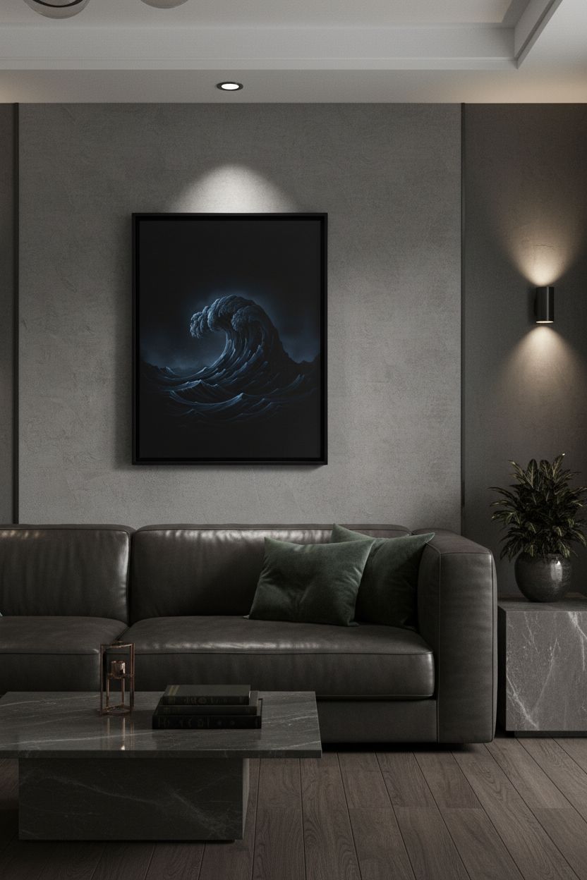 Abyssal Calm: Dark Tsunami Fine Art Print wall art room scene 9