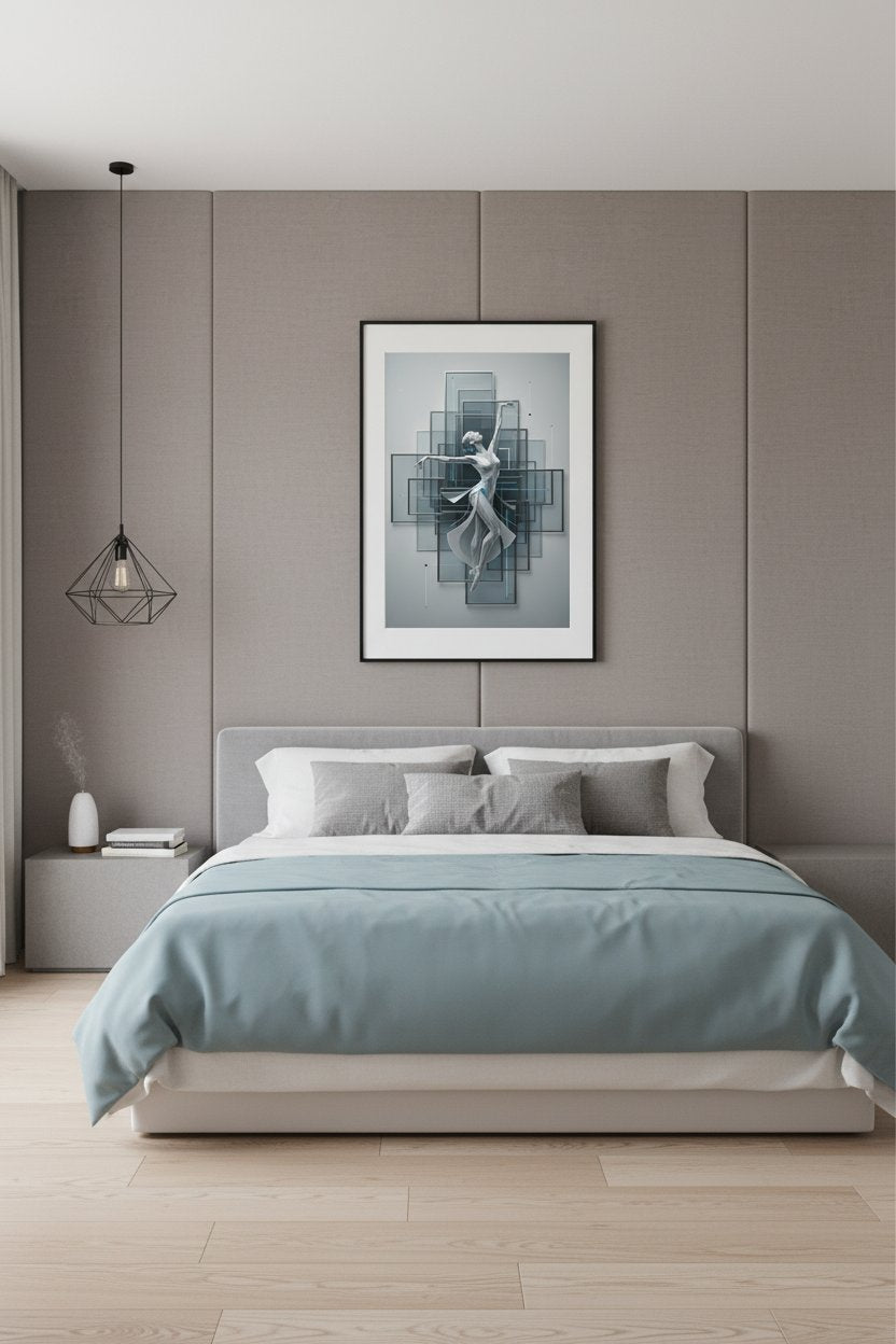 Architectural Movement: Abstract Figure Print wall art room scene 2