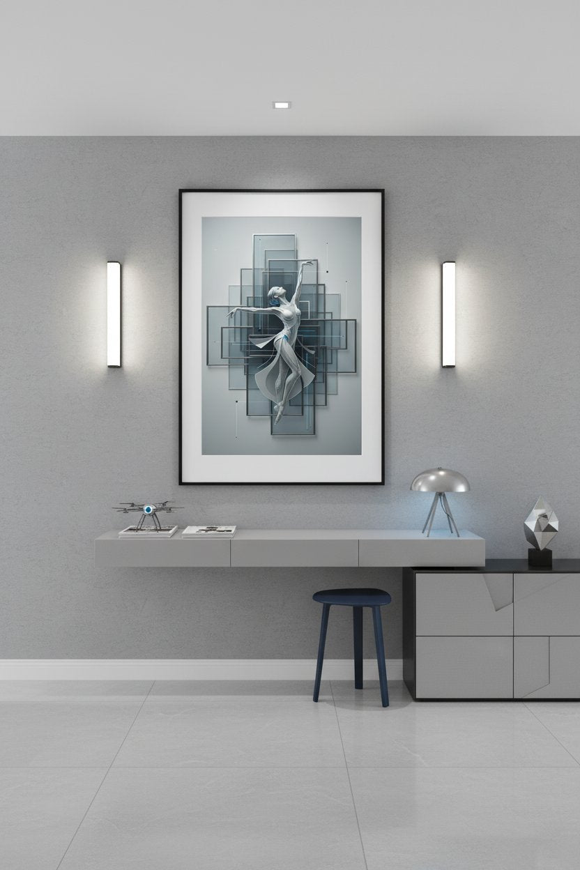 Architectural Movement: Abstract Figure Print wall art room scene 4
