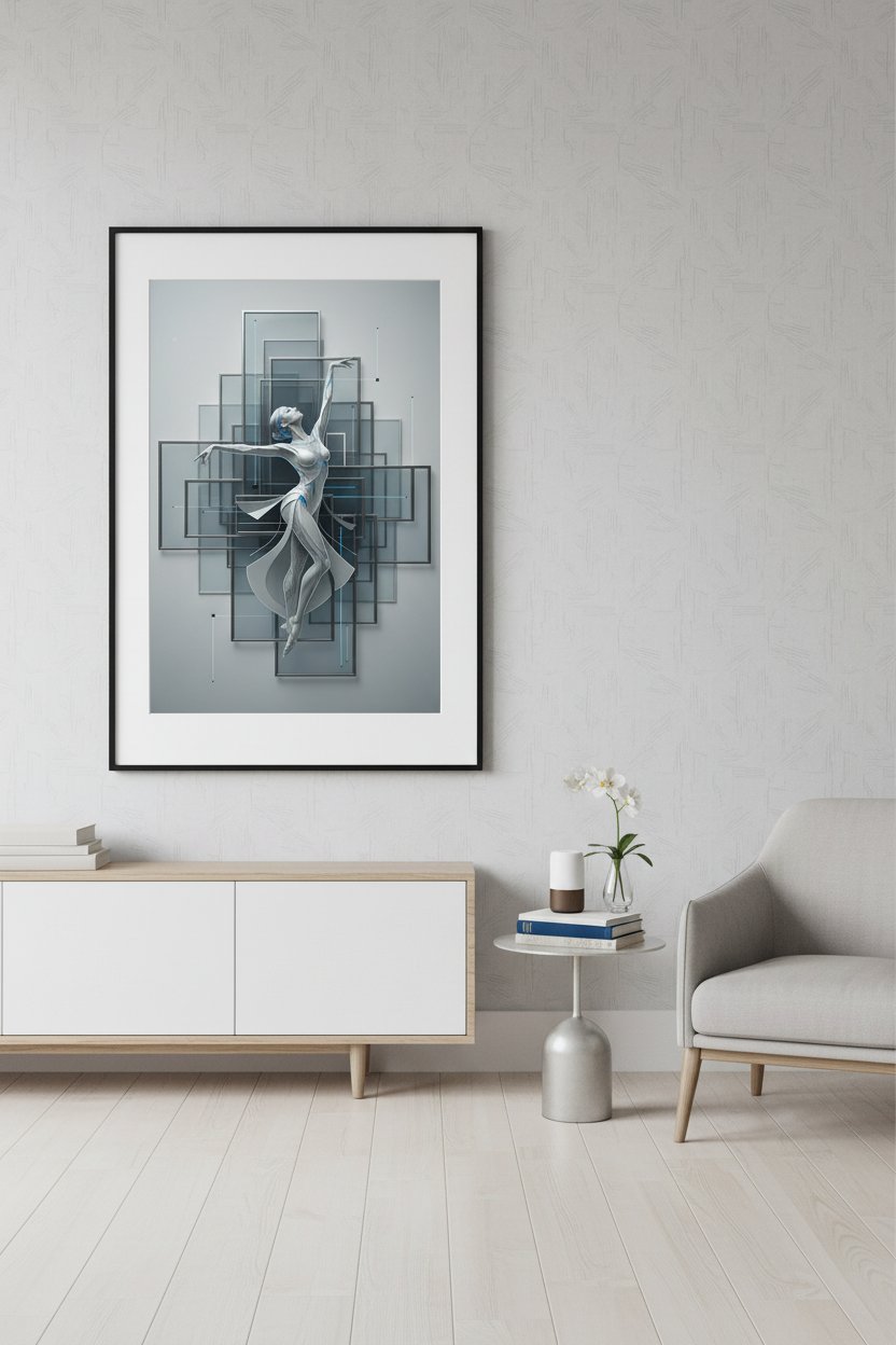 Architectural Movement: Abstract Figure Print wall art room scene 5