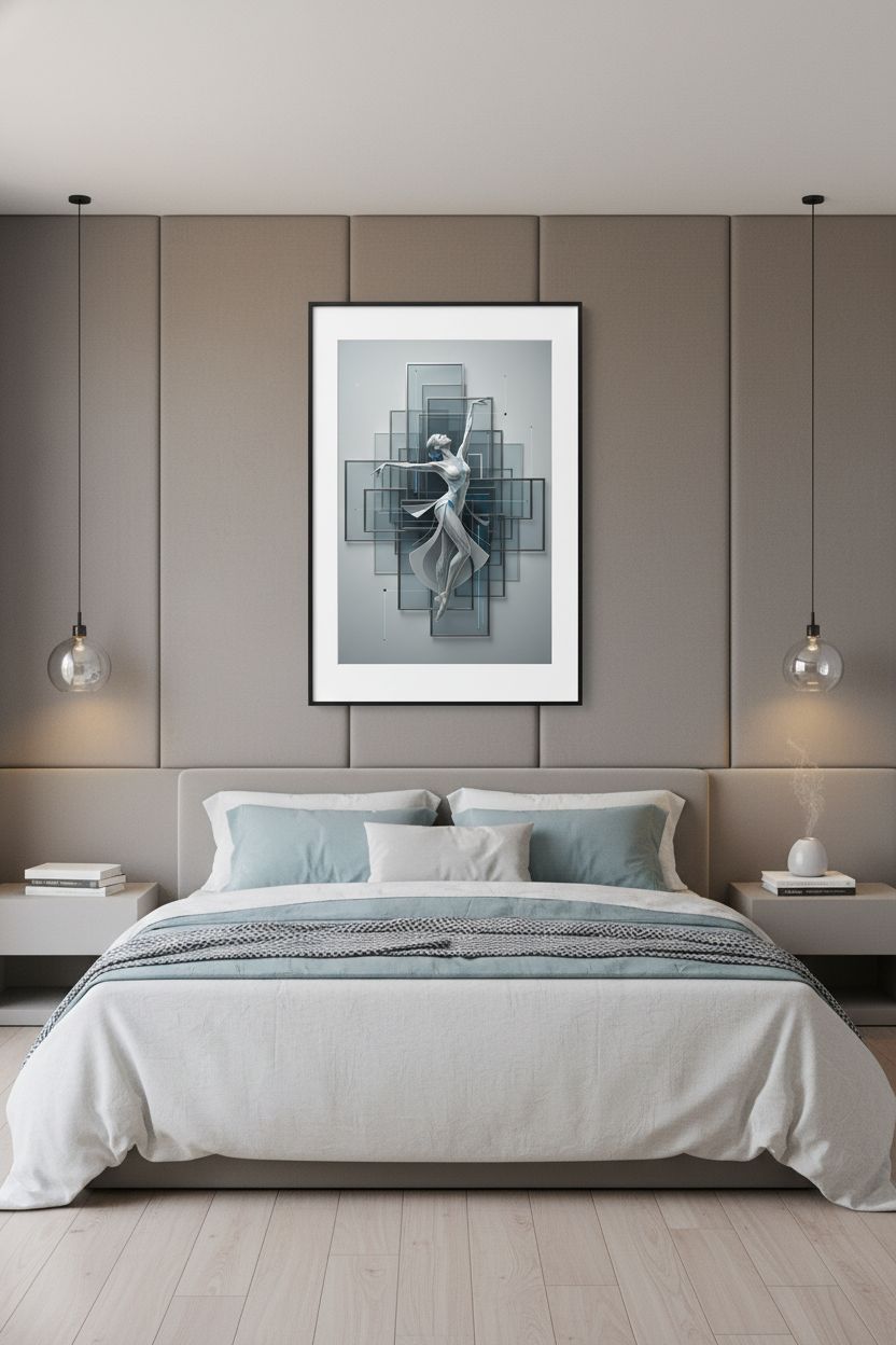 Architectural Movement: Abstract Figure Print wall art room scene 8