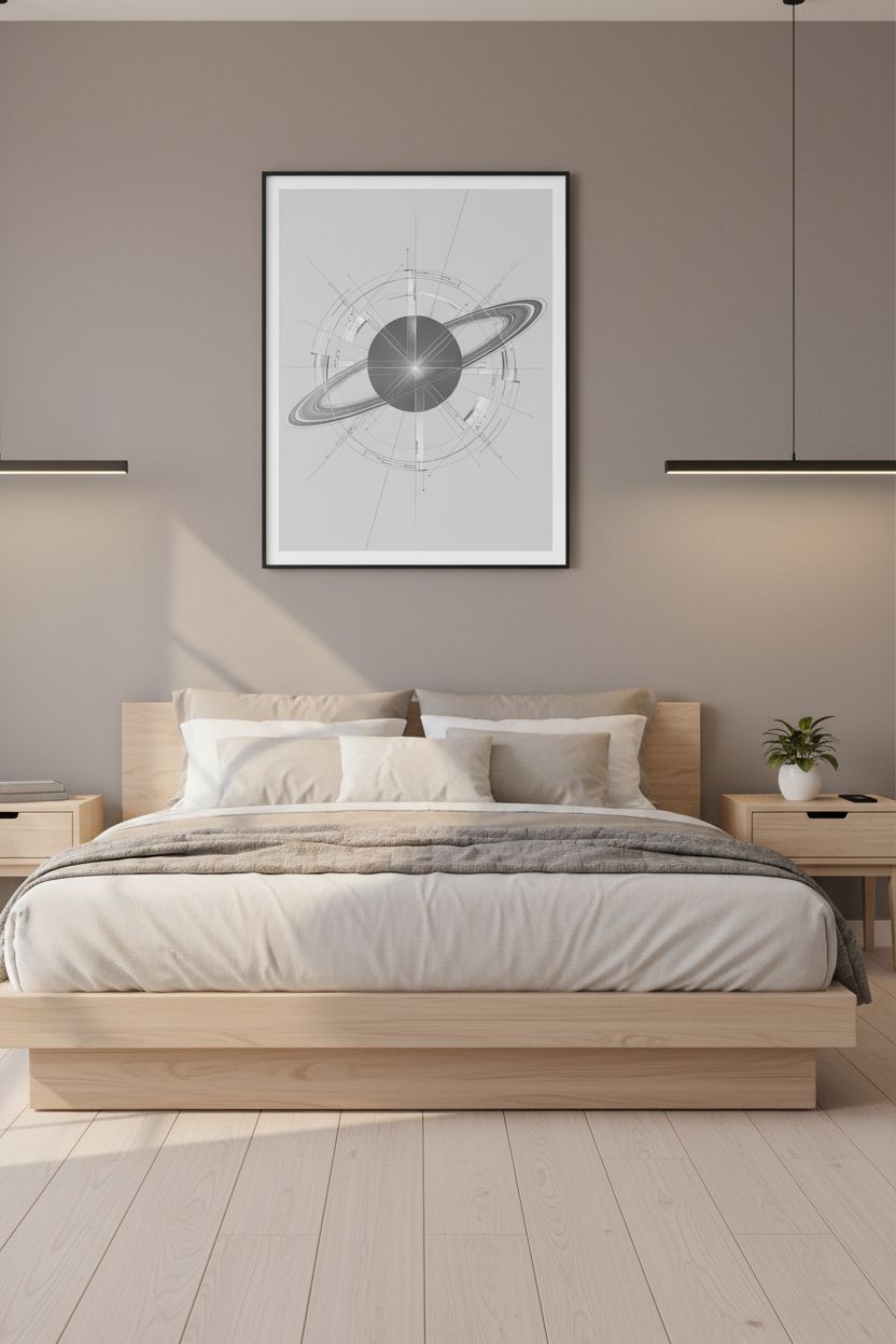 Celestial Ring Horizon Art Print - Modern Minimalist Decor wall art room scene 2