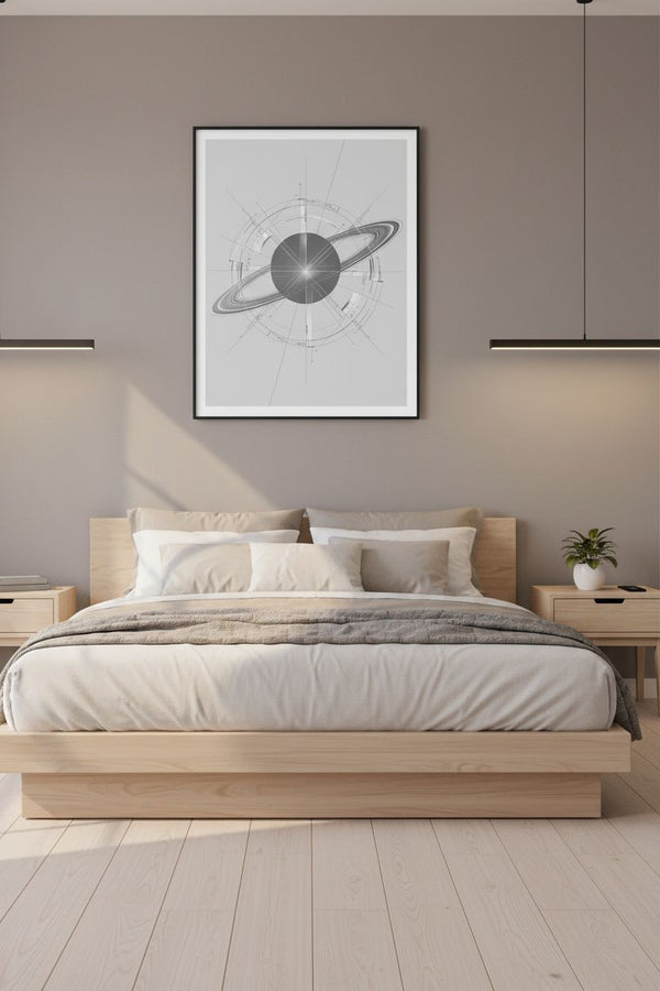 Celestial Ring Horizon Art Print - Modern Minimalist Decor wall art room scene 2