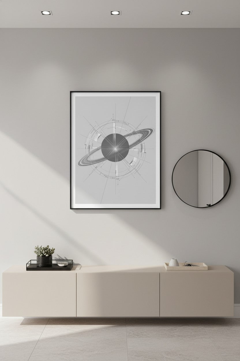 Celestial Ring Horizon Art Print - Modern Minimalist Decor wall art room scene 4