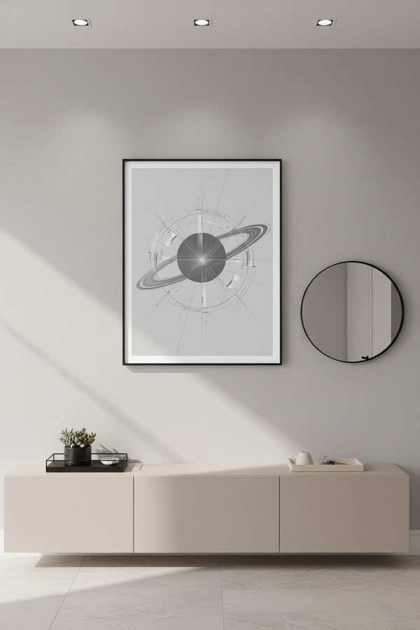 Celestial Ring Horizon Art Print - Modern Minimalist Decor wall art room scene 4