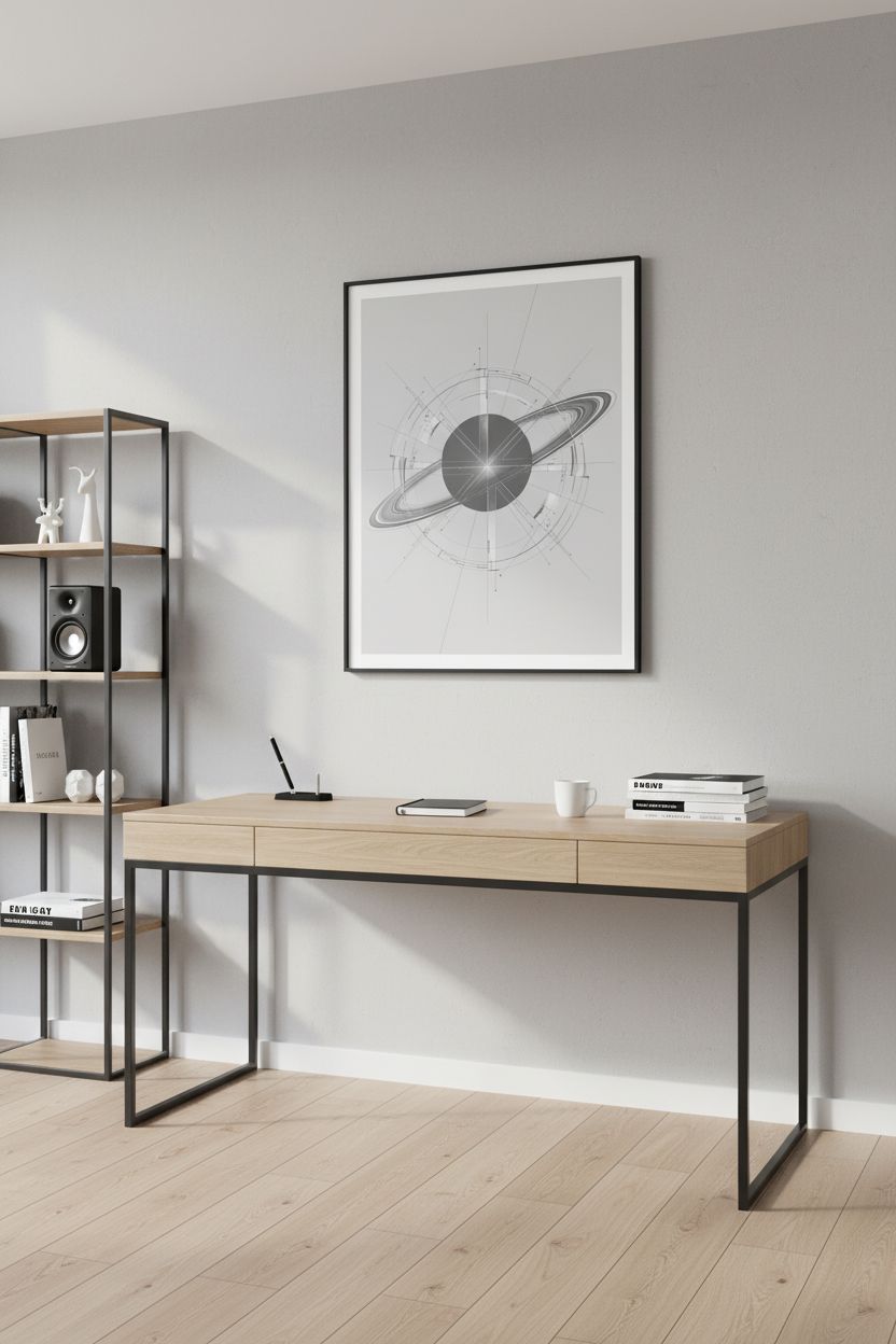 Celestial Ring Horizon Art Print - Modern Minimalist Decor wall art room scene 6