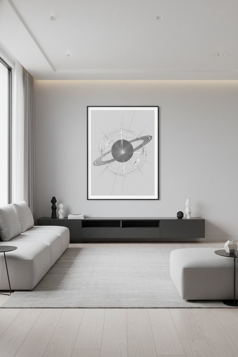 Celestial Ring Horizon Art Print - Modern Minimalist Decor wall art room scene 9