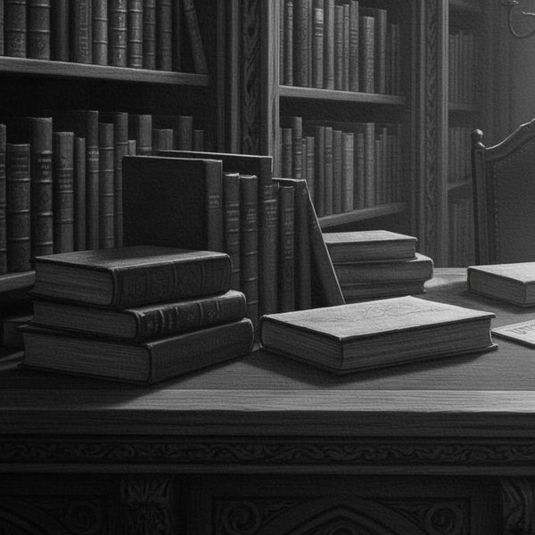 Charcoal Reverie: A Scholar's Retreat with Feline Companion detail close up 12