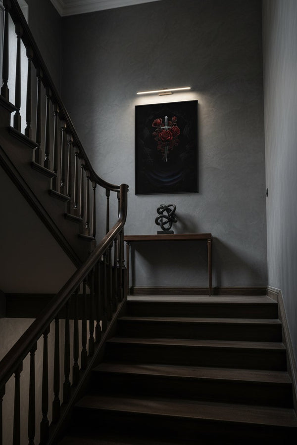 Crimson Dagger Bloom: Baroque Shadow Study wall art room scene 3