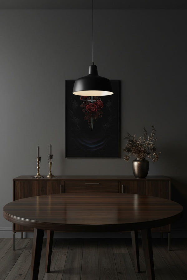 Crimson Dagger Bloom: Baroque Shadow Study wall art room scene 6