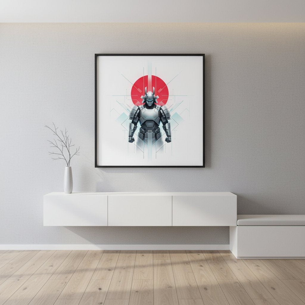 Crimson Sun Samurai Serenity Fine Art Print wall art room scene 10