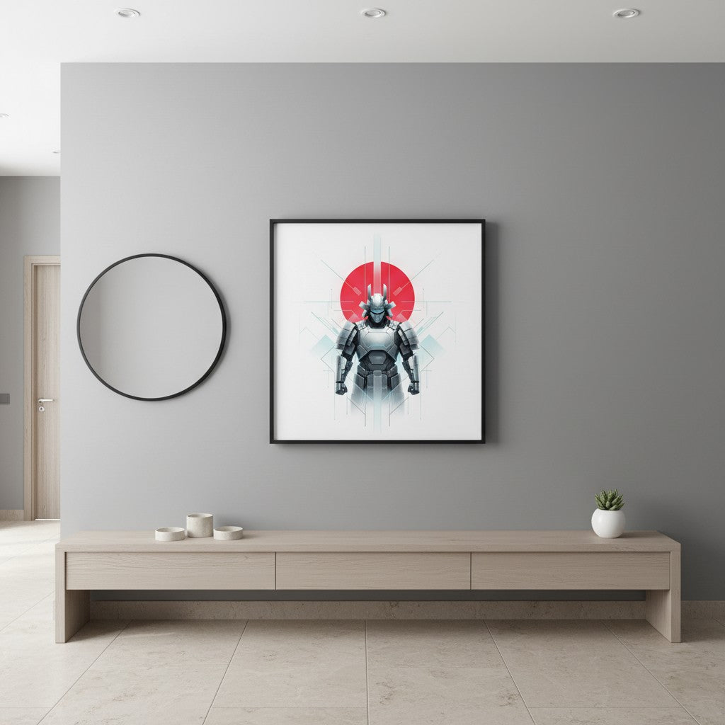 Crimson Sun Samurai Serenity Fine Art Print wall art room scene 3