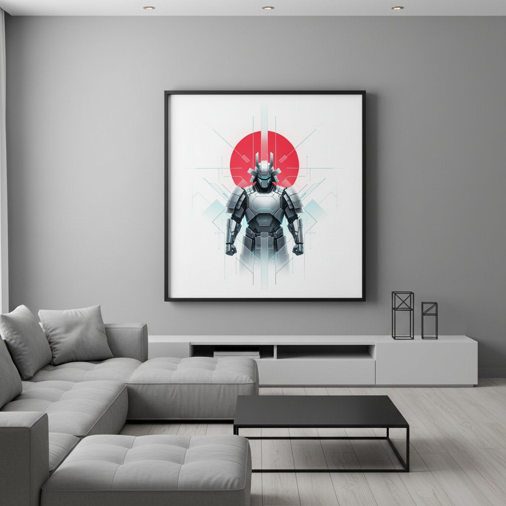 Crimson Sun Samurai Serenity Fine Art Print wall art room scene 7