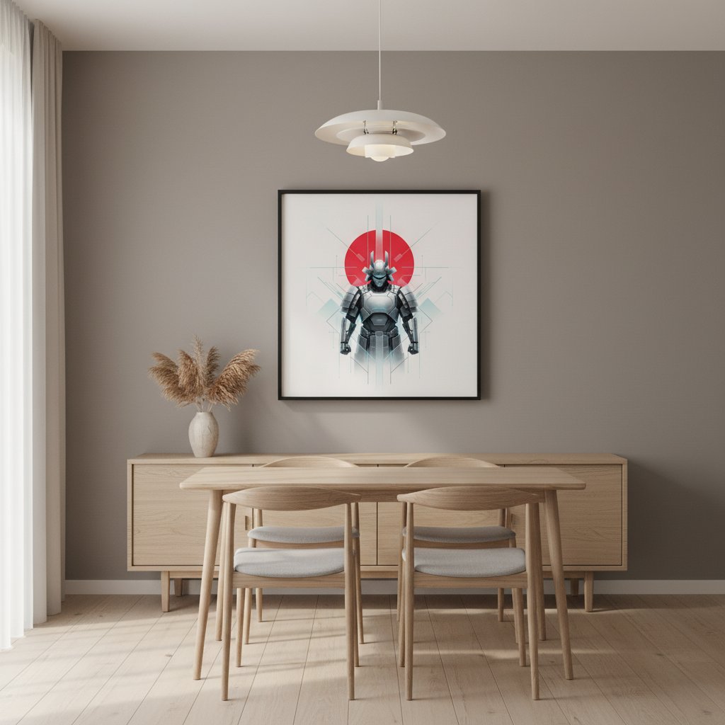 Crimson Sun Samurai Serenity Fine Art Print wall art room scene 8