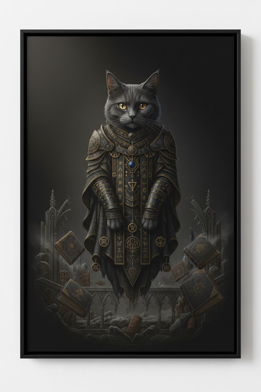 Ebon Oracle: Dark Academia Tarot Cat Wall Art main artwork
