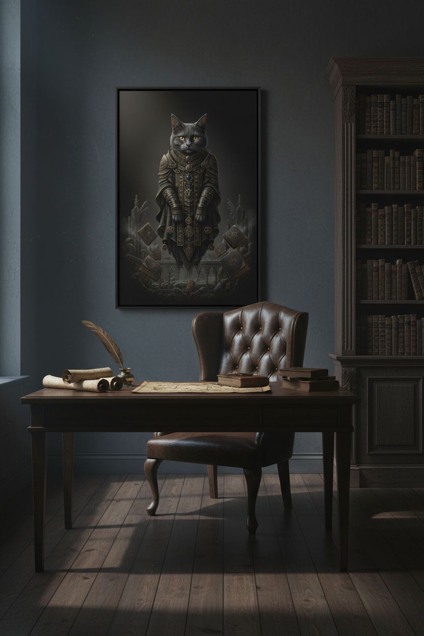 Ebon Oracle: Dark Academia Tarot Cat Wall Art wall art room scene 3
