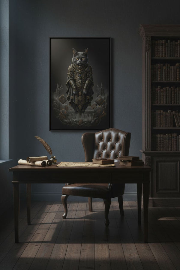 Ebon Oracle: Dark Academia Tarot Cat Wall Art wall art room scene 3