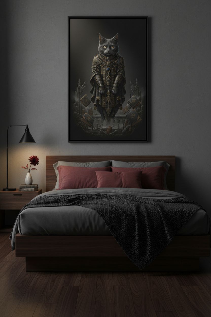 Ebon Oracle: Dark Academia Tarot Cat Wall Art wall art room scene 5