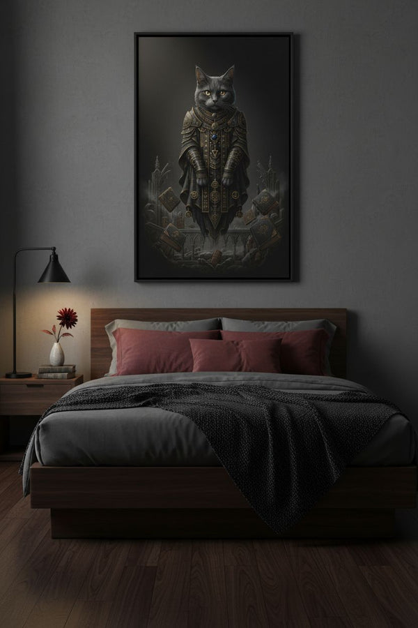 Ebon Oracle: Dark Academia Tarot Cat Wall Art wall art room scene 5