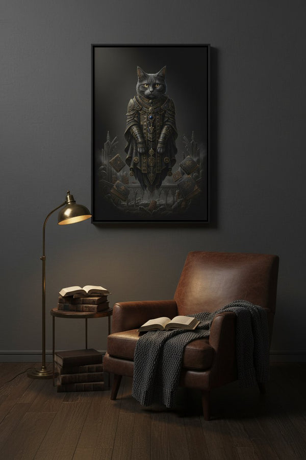 Ebon Oracle: Dark Academia Tarot Cat Wall Art wall art room scene 6