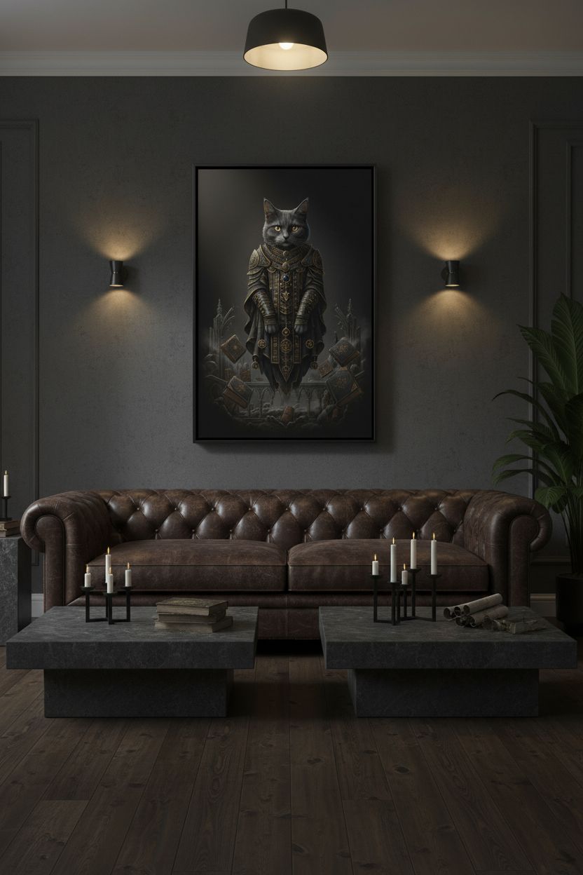 Ebon Oracle: Dark Academia Tarot Cat Wall Art wall art room scene 9