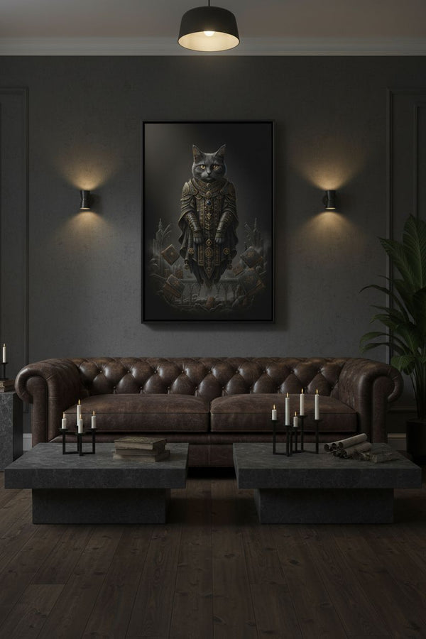 Ebon Oracle: Dark Academia Tarot Cat Wall Art wall art room scene 9