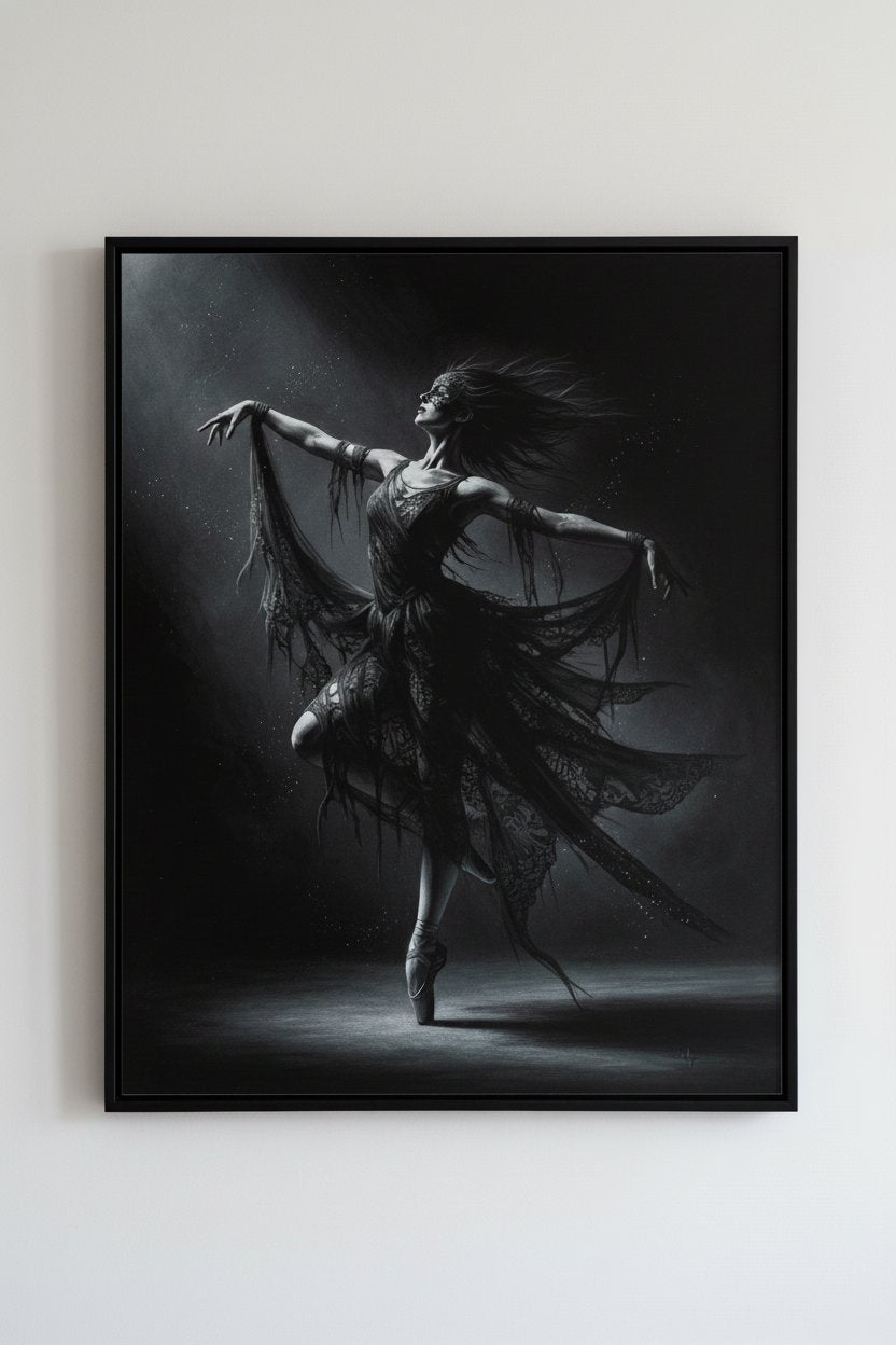 Eclipsed Aria: Gothic Ballerina Museum-Quality Art Print main artwork