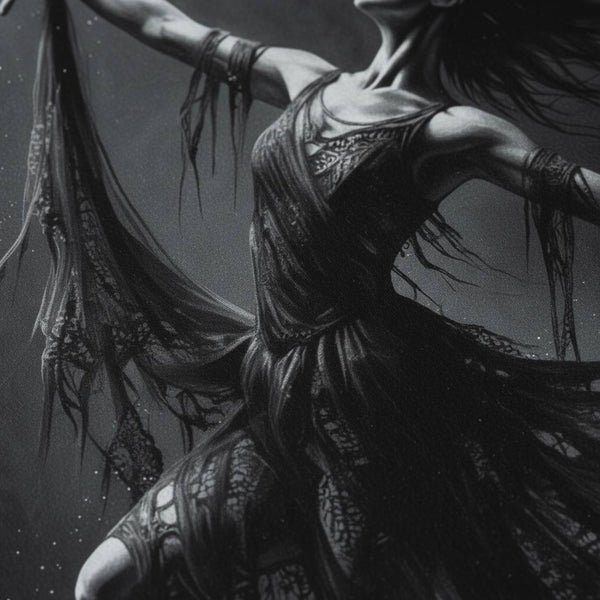 Eclipsed Aria: Gothic Ballerina Museum-Quality Art Print detail close up 11