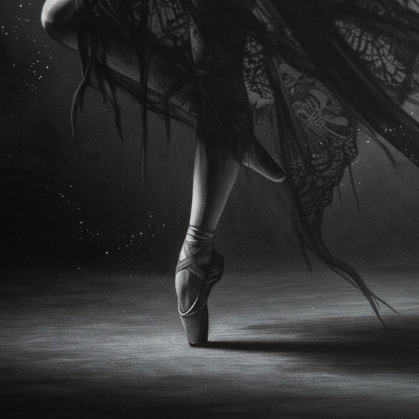 Eclipsed Aria: Gothic Ballerina Museum-Quality Art Print detail close up 12