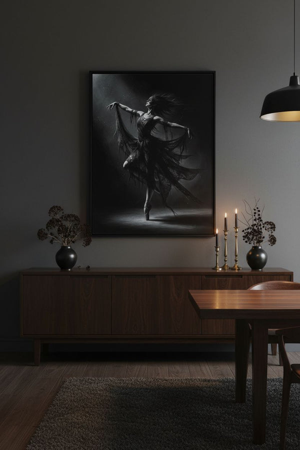 Eclipsed Aria: Gothic Ballerina Museum-Quality Art Print wall art room scene 3