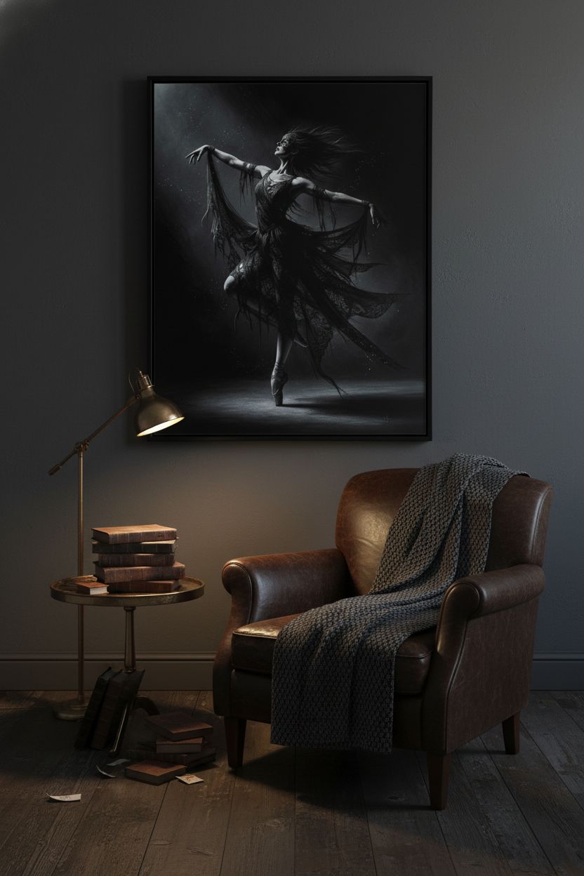 Eclipsed Aria: Gothic Ballerina Museum-Quality Art Print wall art room scene 5