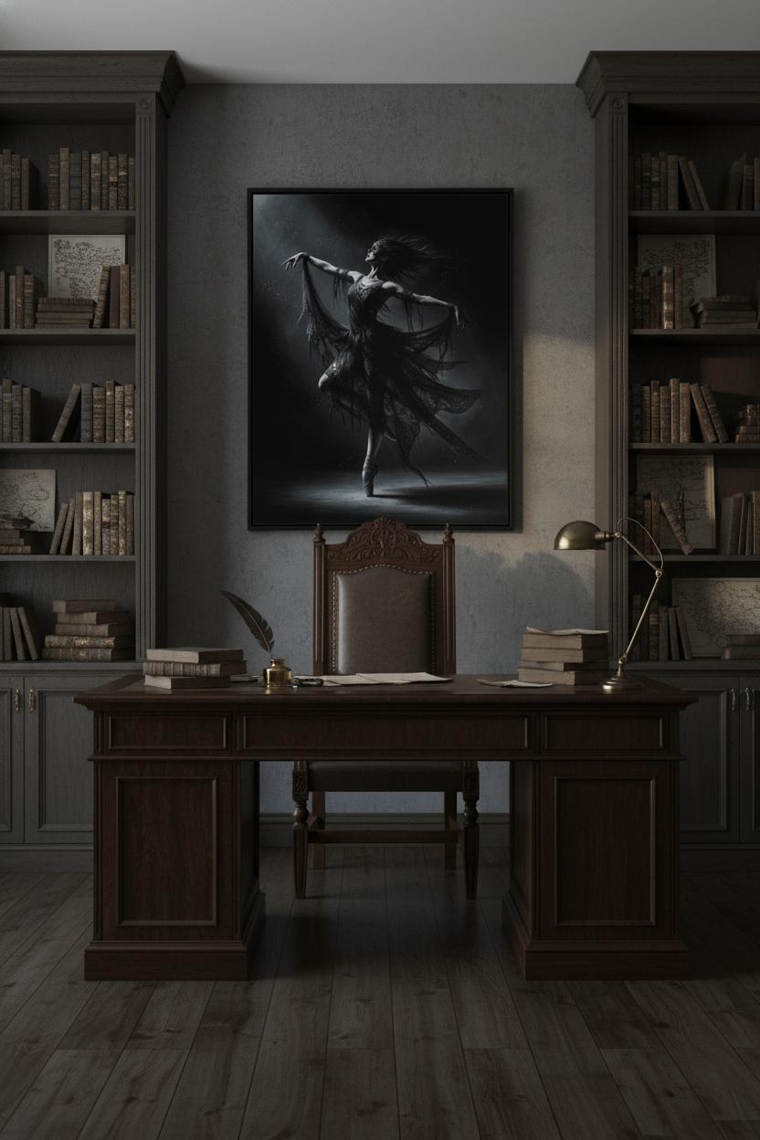 Eclipsed Aria: Gothic Ballerina Museum-Quality Art Print wall art room scene 9