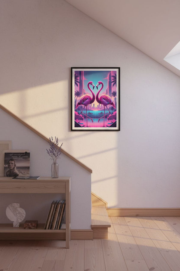 Electric Flamingo Dusk Reverie wall art room scene 3