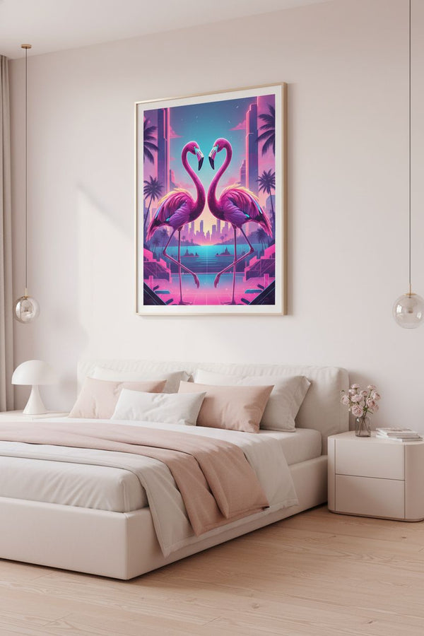 Electric Flamingo Dusk Reverie wall art room scene 7
