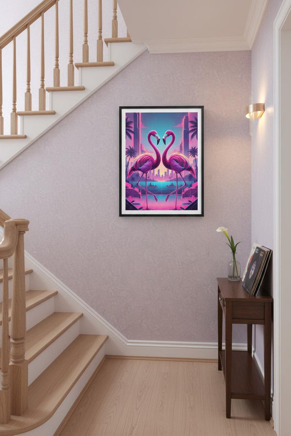 Electric Flamingo Dusk Reverie wall art room scene 9
