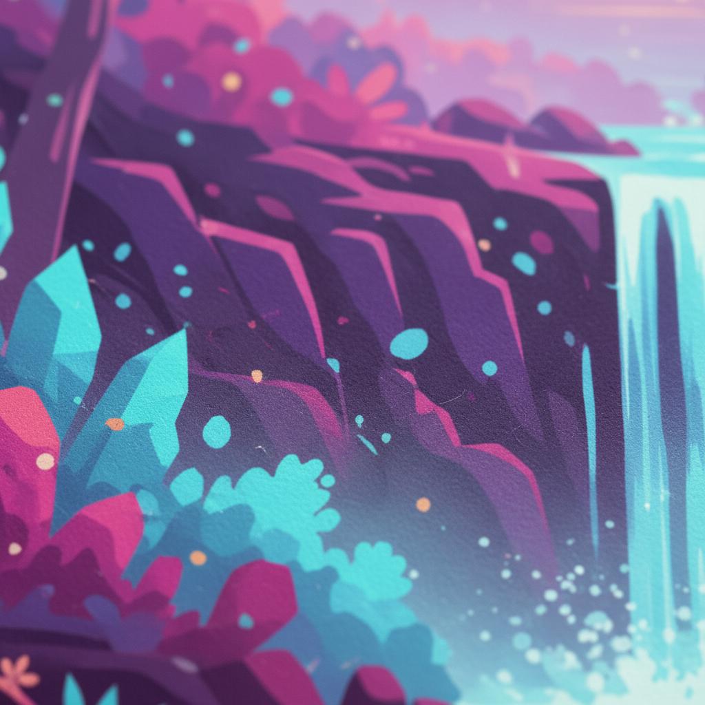 Enchanted Forest Dawn: A Vaporwave Dreamscape detail close up 11