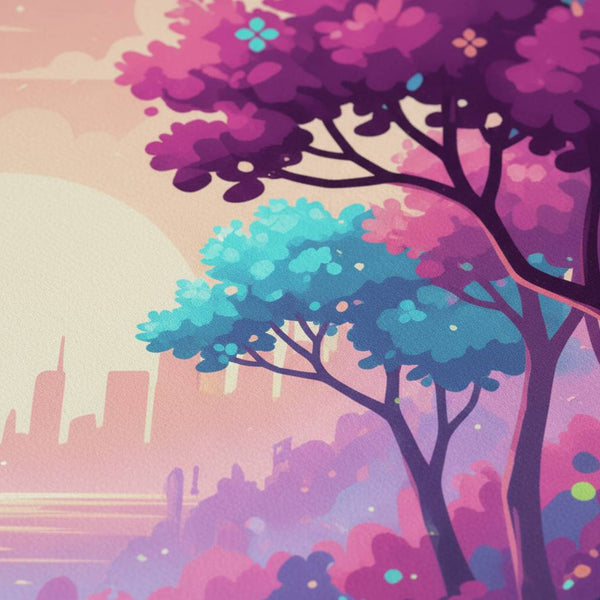 Enchanted Forest Dawn: A Vaporwave Dreamscape detail close up 12