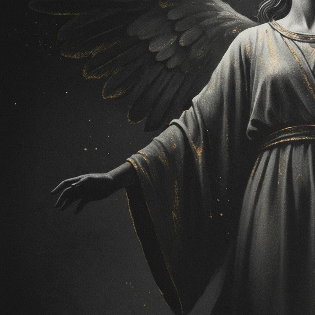Enigmatic Embrace Dark Angel Fine Art Print detail close up 11