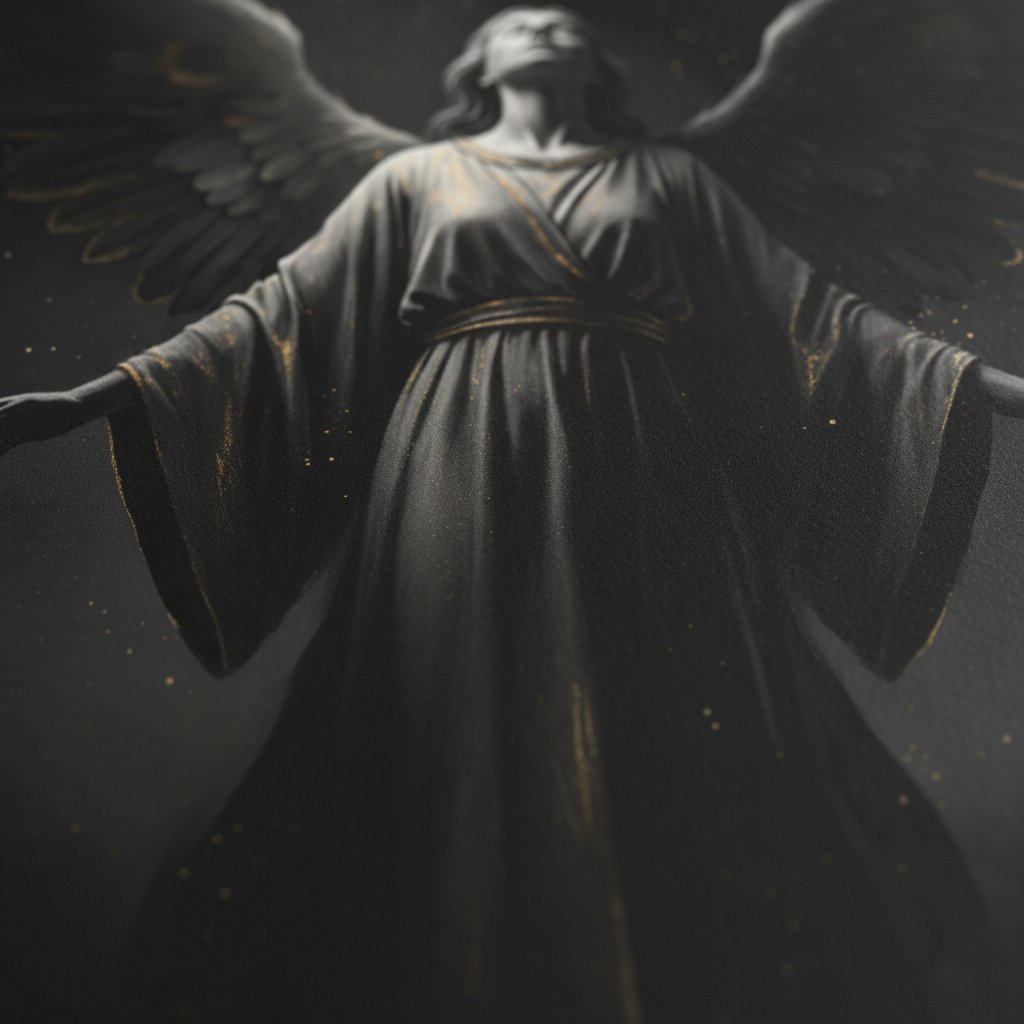 Enigmatic Embrace Dark Angel Fine Art Print detail close up 12
